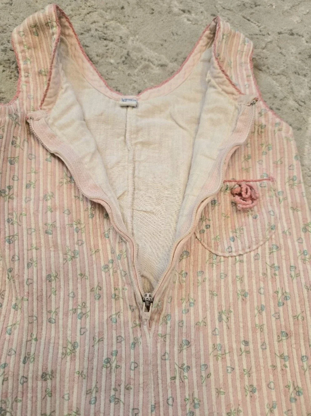 Carter's Vintage 1980s Pastel Pink Zip Up Pants Romper